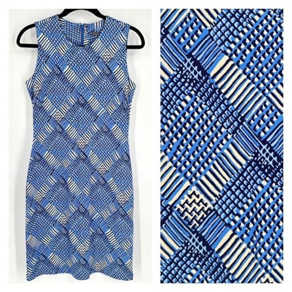 J. McLaughlin Women's Devon Plaid Catalina Cloth Sheath Dress Blue‎ White XS
